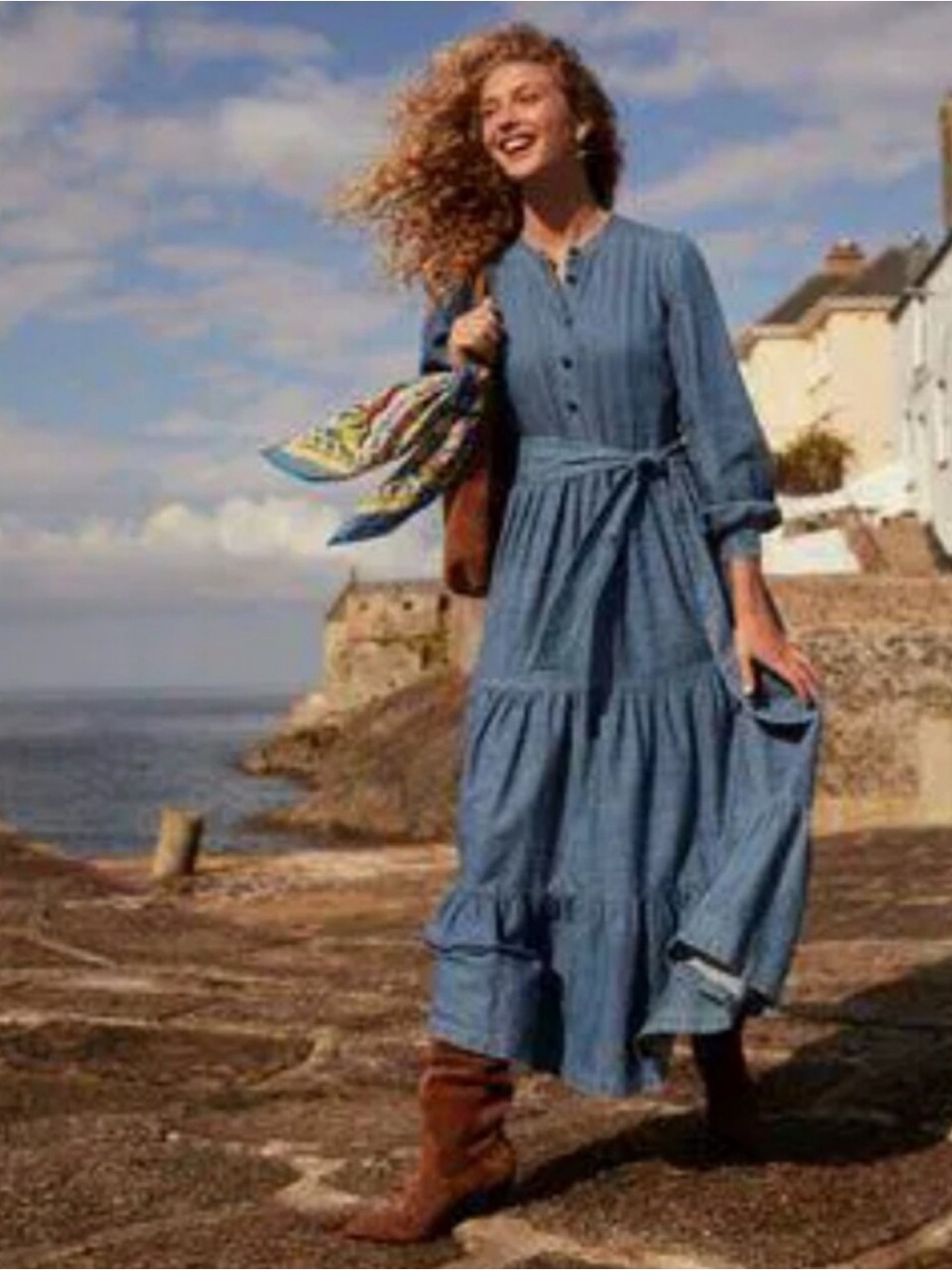 Boden Alba Denim Maxi Dress
Size 8
